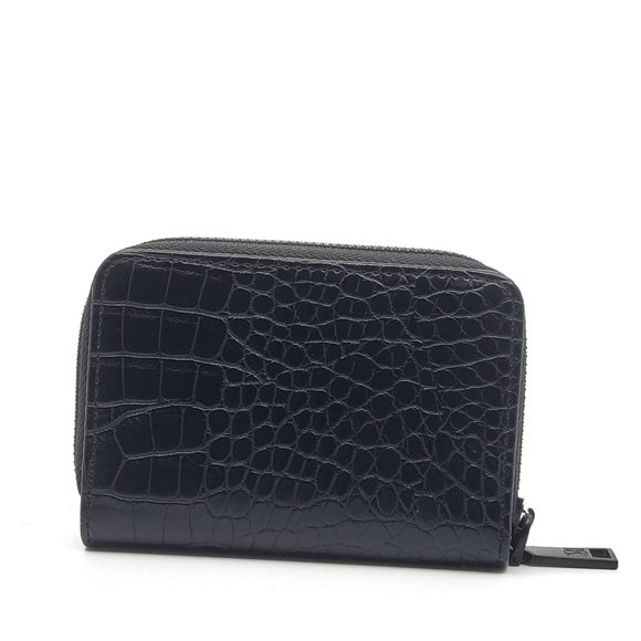 NWOT Badgley Mischka Black Mini Vegan Croc Leather Wallet $60.00 - Picture 3 of 5